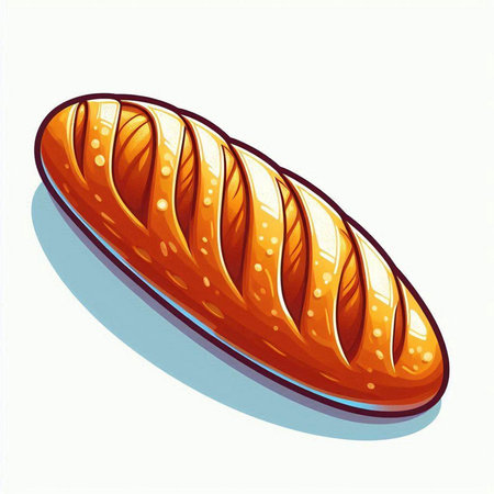 Illustration of a loaf of bread isolated on a white background.のイラスト素材