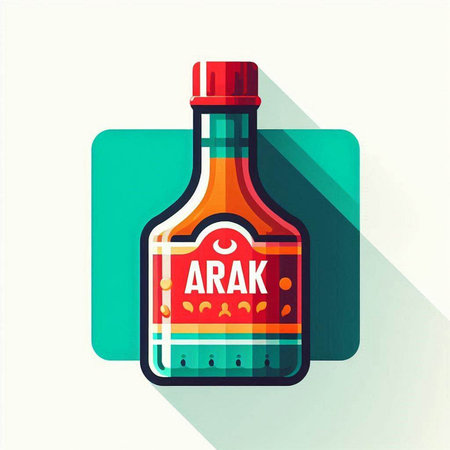 Ketchup bottle icon. Flat design style with long shadow. Vector illustration.のイラスト素材