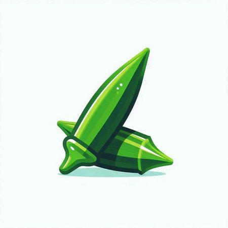 Illustration of a green okra on a white background - vectorのイラスト素材