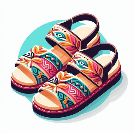 vector illustration of a pair of sandals on a white background.のイラスト素材