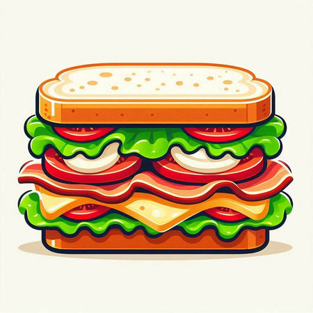 Sandwich. Vector illustration. Isolated on a white background.のイラスト素材