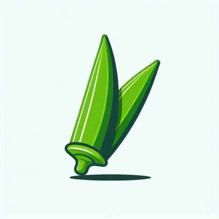 Illustration of a green okra icon on a white background.のイラスト素材