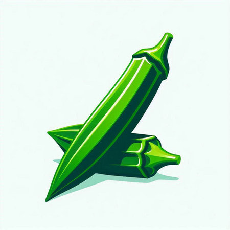Green okra on a white background. Vector illustration. Eps 10のイラスト素材