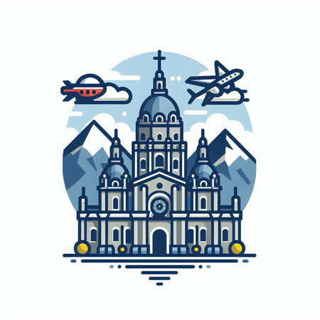 Church of Our Lady of the Rosary icon. Vector illustration.のイラスト素材
