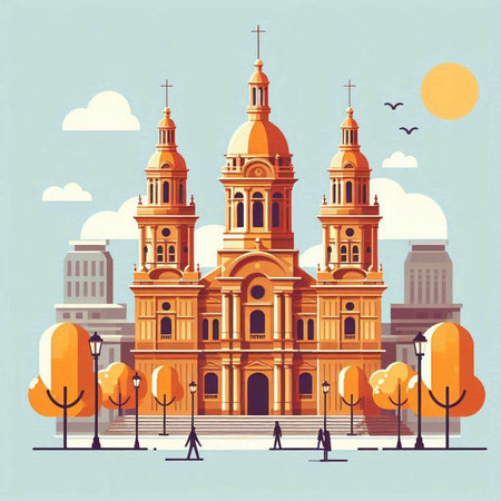 Cathedral of the Sacred Heart of Jesus in Buenos Aires, Argentinaのイラスト素材