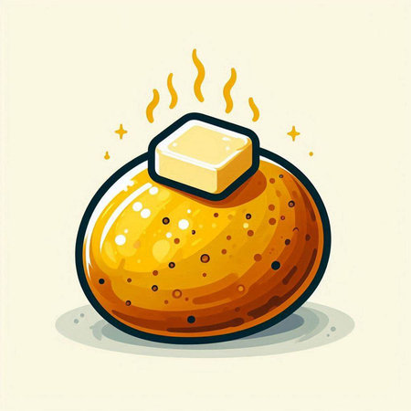 Illustration of a hot bun with sugar on a light background.のイラスト素材
