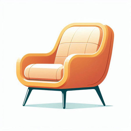 Modern orange armchair isolated on a white background. Vector illustration.のイラスト素材