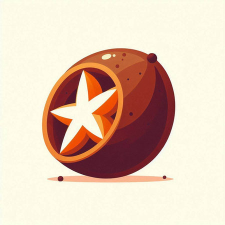 Illustration of a coconut with a star on a white background.のイラスト素材
