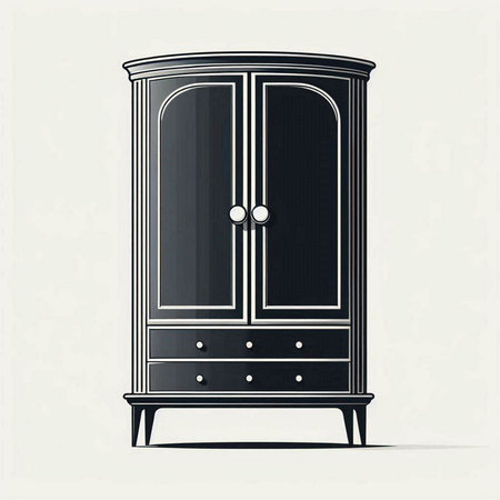 Illustration of a black cupboard isolated on a white background.のイラスト素材
