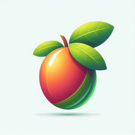 Illustration of a fresh plum on a white background, vector illustrationのイラスト素材