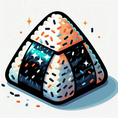 Illustration of a sushi roll with rice, seaweed and cream.のイラスト素材