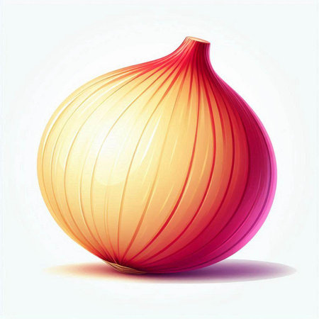 Illustration of a whole onion on a white background with a shadowのイラスト素材