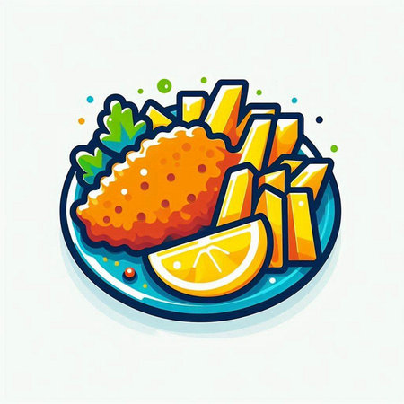 Fried chicken and french fries vector illustration. Fast food icon.のイラスト素材