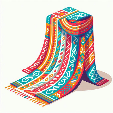 Colorful ethnic carpet isolated on a white background. Vector illustration.のイラスト素材