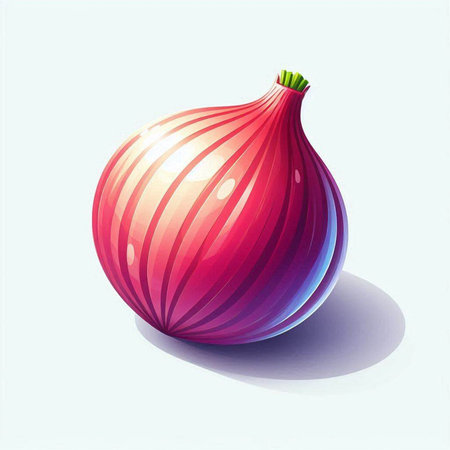 Illustration of a fresh red onion on a white background with shadowのイラスト素材