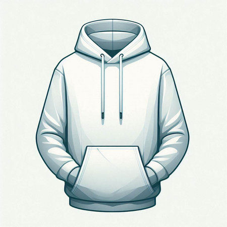 Illustration of a white hoodie isolated on a white background.のイラスト素材