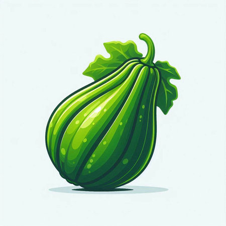 Fresh green zucchini isolated on white background. Vector illustration.のイラスト素材