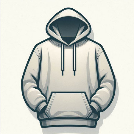 Illustration of a white hooded sweatshirt on a white backgroundのイラスト素材