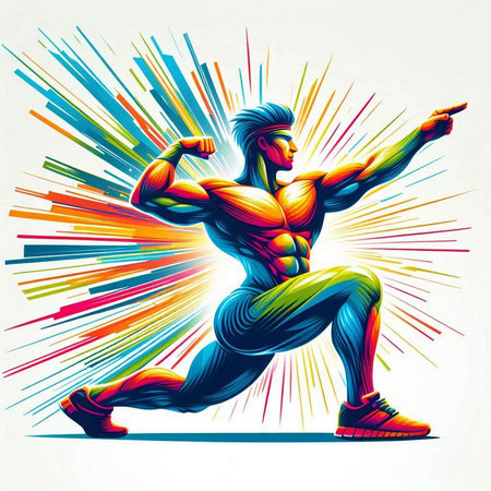 Athletic man with a muscular body. Vector illustration.のイラスト素材