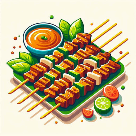 Skewers of meat on skewers. Vector illustration.のイラスト素材