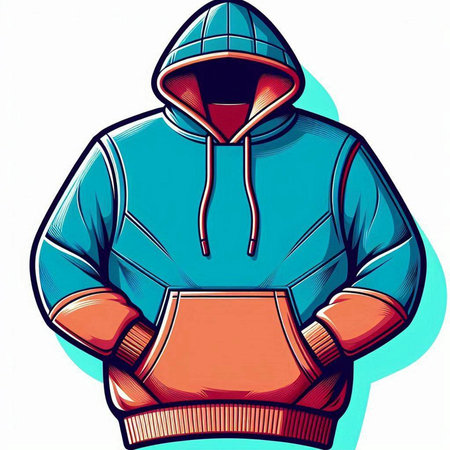 Vector illustration of a hooded sweatshirt on a white background.のイラスト素材