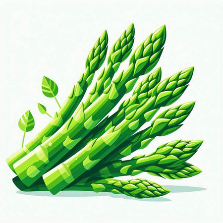 Fresh green asparagus. Vector illustration on a white background.のイラスト素材