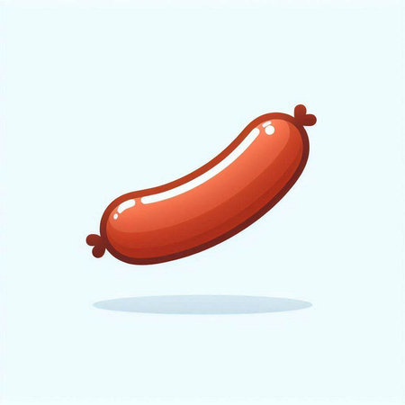 Sausage icon isolated on blue background. Vector illustration of a sausage.のイラスト素材