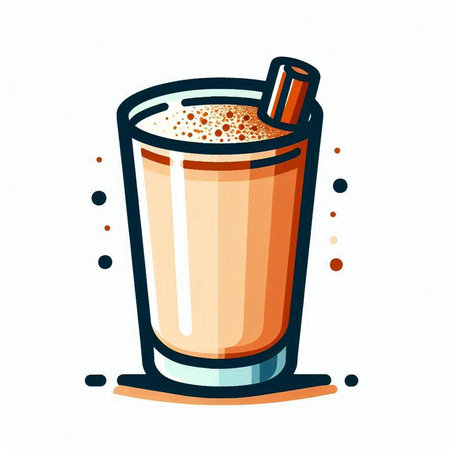 Illustration of a glass of milkshake with a cinnamon stickのイラスト素材