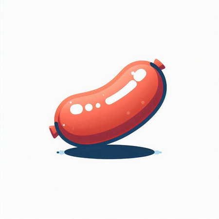 Sausage on a white background. Vector illustration in cartoon style.のイラスト素材