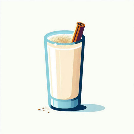 Vector illustration of a glass of milkshake with cinnamon and aniseのイラスト素材