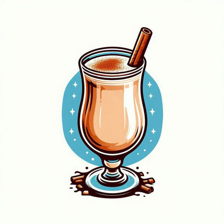 Iced coffee in a glass cup with cinnamon. Vector illustration.のイラスト素材