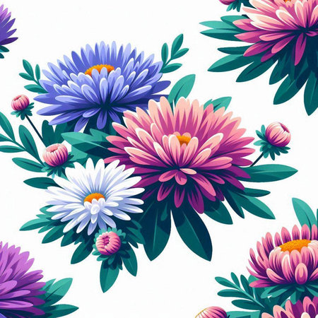 Seamless floral pattern with chrysanthemums. Vector illustration.のイラスト素材