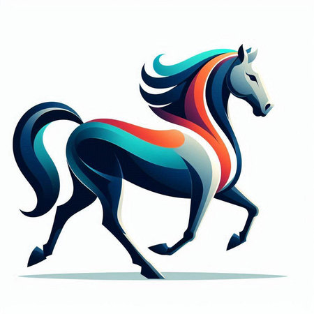 Vector image of a horse with an abstract pattern on a white backgroundのイラスト素材