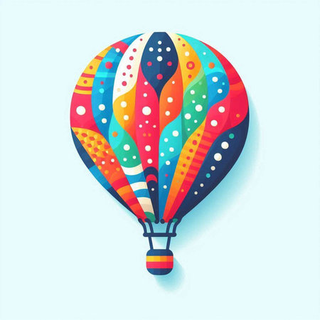Colorful hot air balloon. Vector illustration in flat design style.のイラスト素材