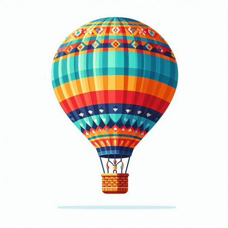 Colorful hot air balloon isolated on white background. Vector illustration.のイラスト素材