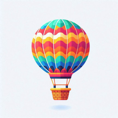 Colorful hot air balloon on white background. Vector Illustration.のイラスト素材