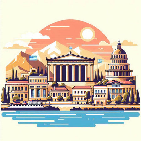 Capitol building in Washington DC, USA. Vector illustration in retro style.のイラスト素材