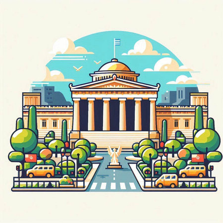 Athens, Greece. Landmarks of Athens. Vector illustration.のイラスト素材