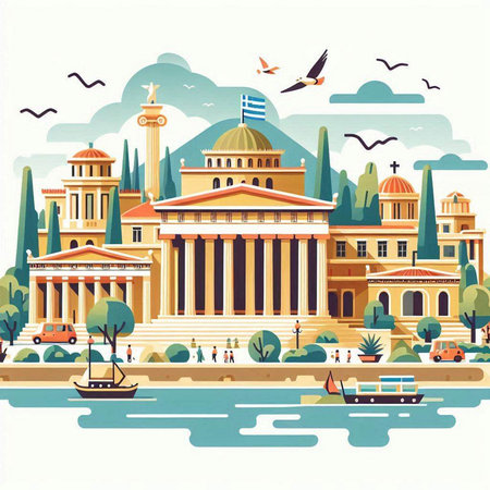 Travel to India. Landmarks of the country. Vector illustration.のイラスト素材