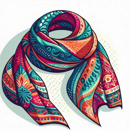 Vector illustration of a scarf. Hand drawn illustration of a scarf.のイラスト素材