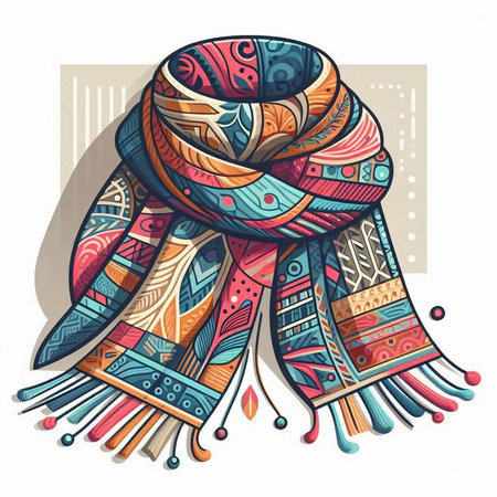 Hand drawn doodle ethnic scarf. Vector illustration for your designのイラスト素材