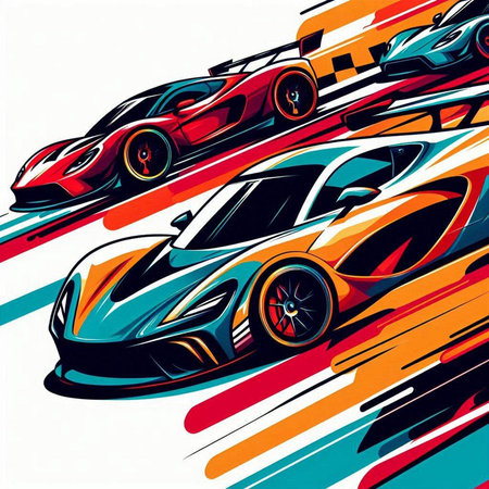 Sport car racing on a white background. Vector illustration. Eps 10のイラスト素材
