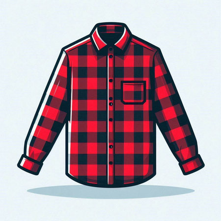 Red checkered shirt on a white background. Vector illustration.のイラスト素材