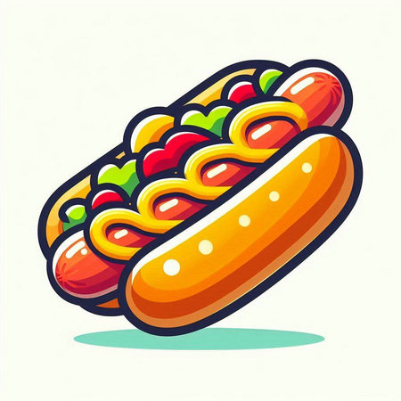 Hot dog. Vector illustration. Isolated on a white background.のイラスト素材