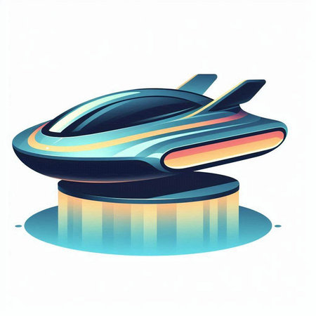 Futuristic Spaceship on a white background. Vector illustration.のイラスト素材