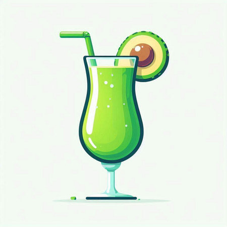 Cocktail with avocado on a white background. Vector illustration.のイラスト素材