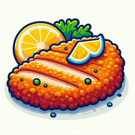 Illustration of a slice of lemon in the form of a fishのイラスト素材