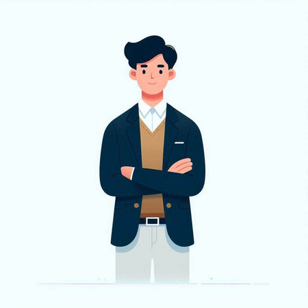 Young man in a jacket on a white background. Vector illustration.のイラスト素材