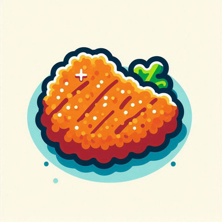 Illustration of a slice of fried chicken on a white background.のイラスト素材