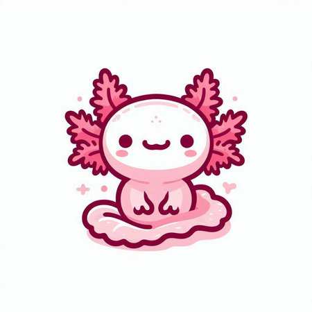 Cute pink kawaii monster on white background. Vector illustration.のイラスト素材